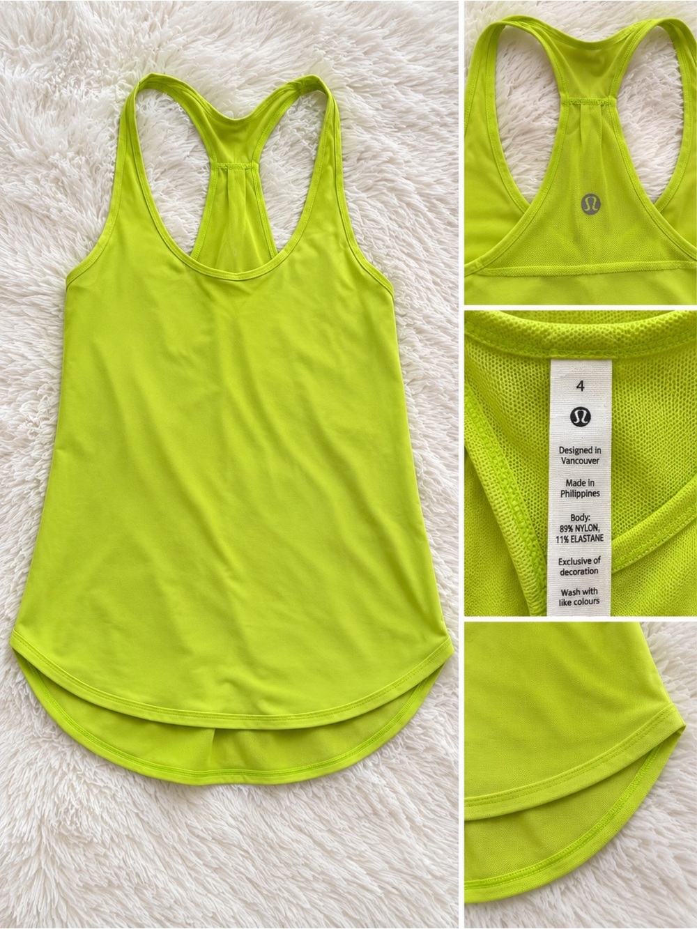 lululemon athletica Neon Lime Racerback Tank Top